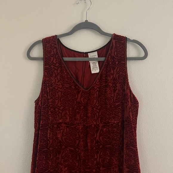 Garnet Hill Red Silk Textured Maxi Dress Size 10 - Picture 3 of 10